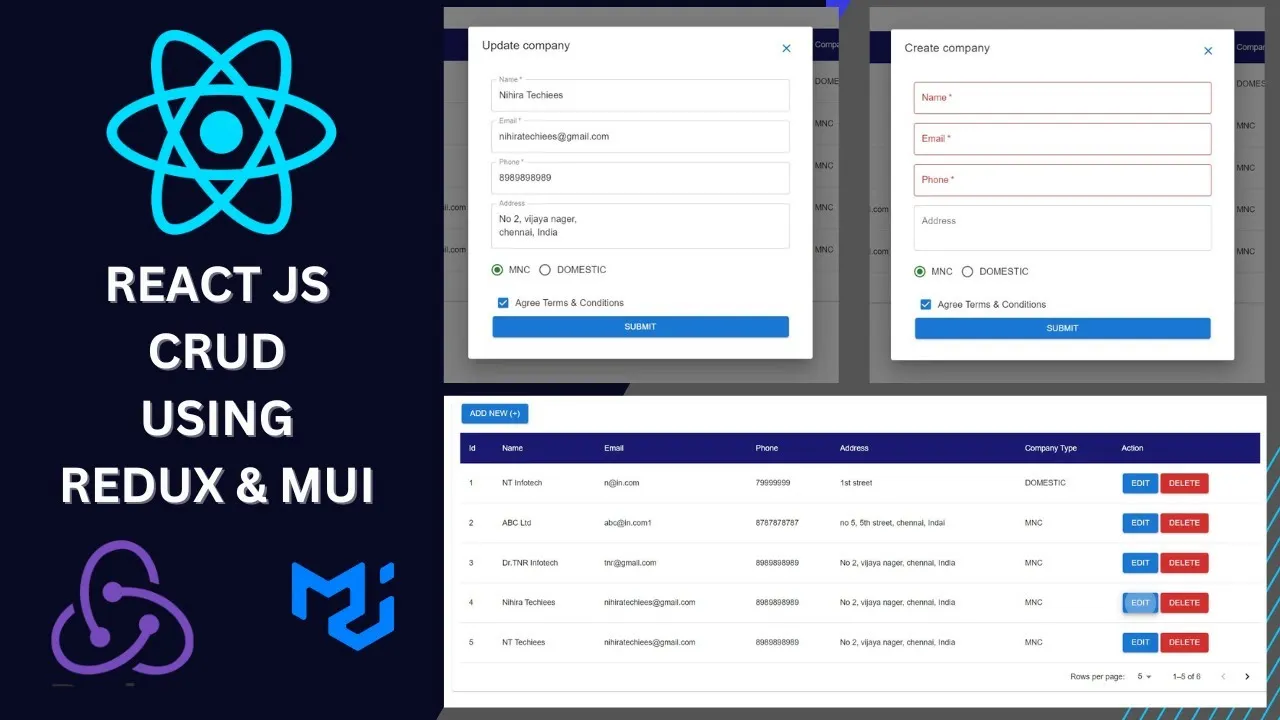 React JS CRUD With Redux MUI And JSON Server