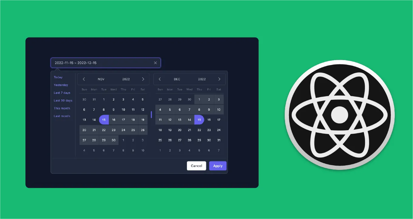 Modern Date Range Picker Component For React