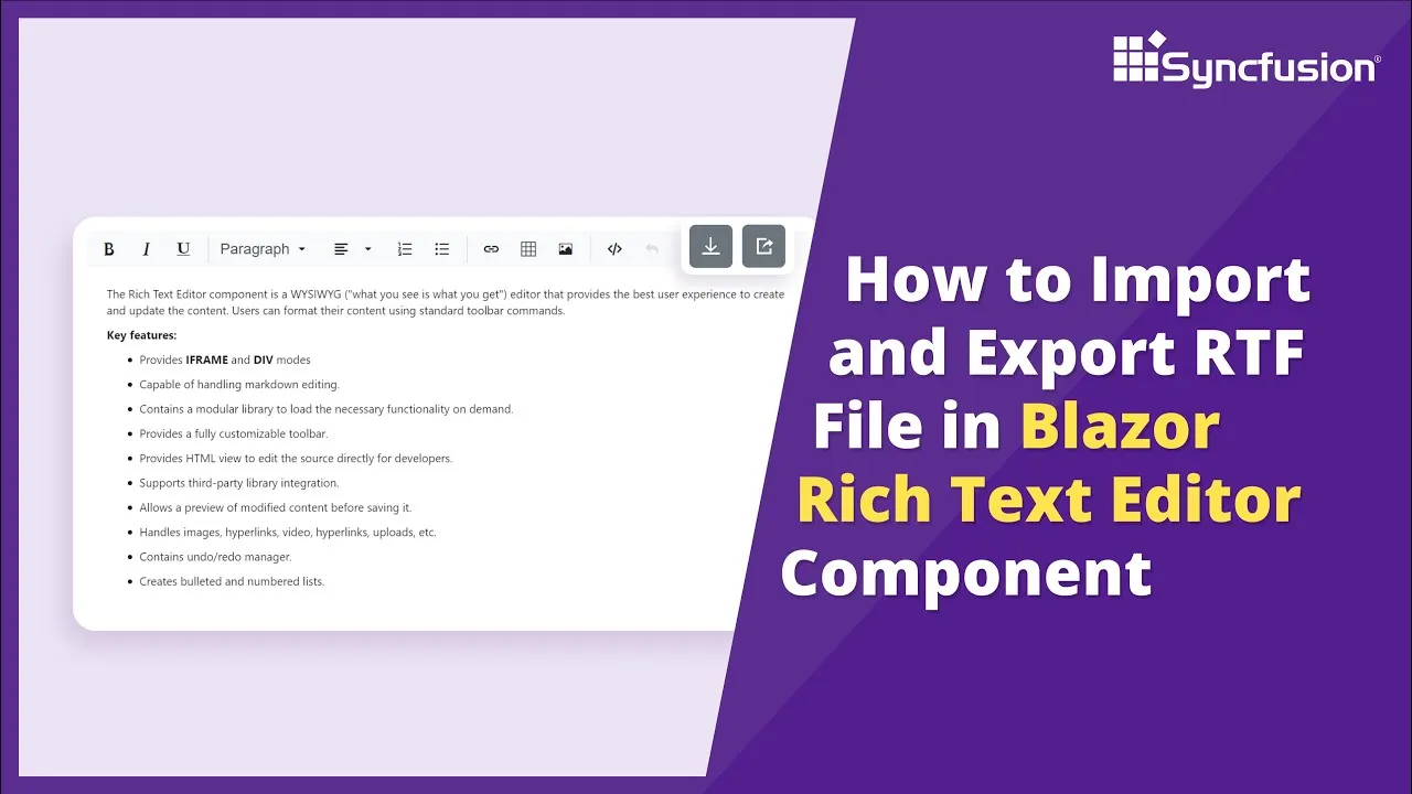 How To Import And Export Rtf File In Blazor Rich Text Editor Component