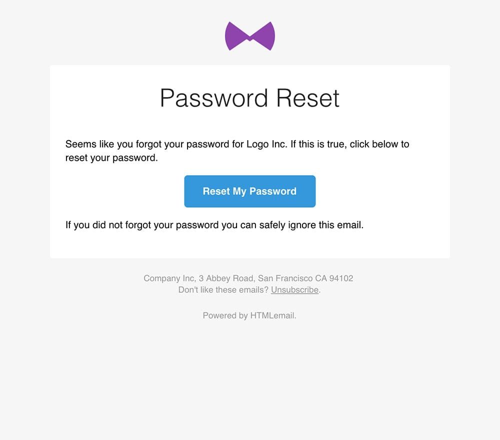 Reset Password Email Template Codepen