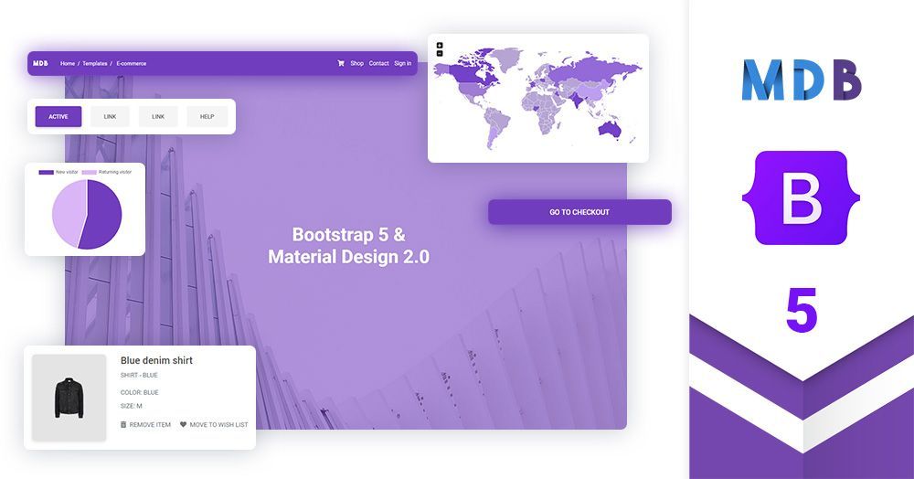 The first UI Kit for Bootstrap 5! Using Material Design 2.0
