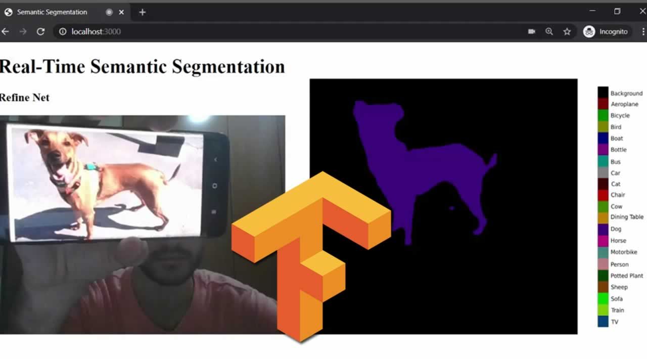 Real-Time semantic segmentation in the browser using TensorFlow.js