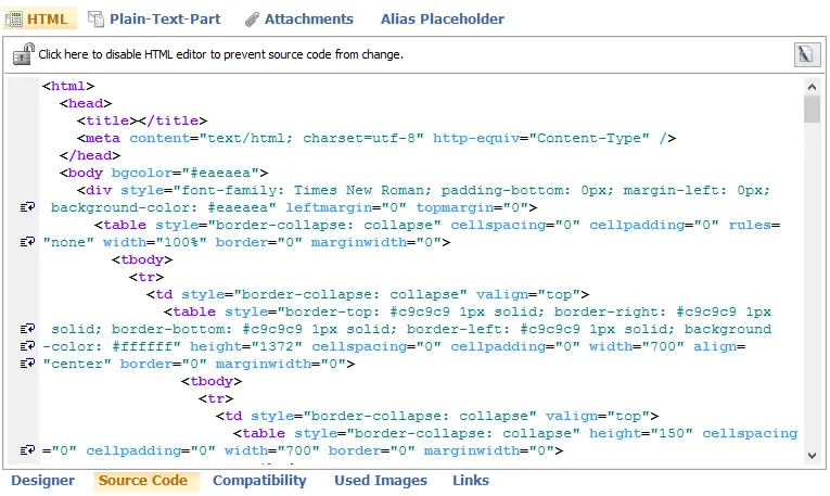 Sections in source code