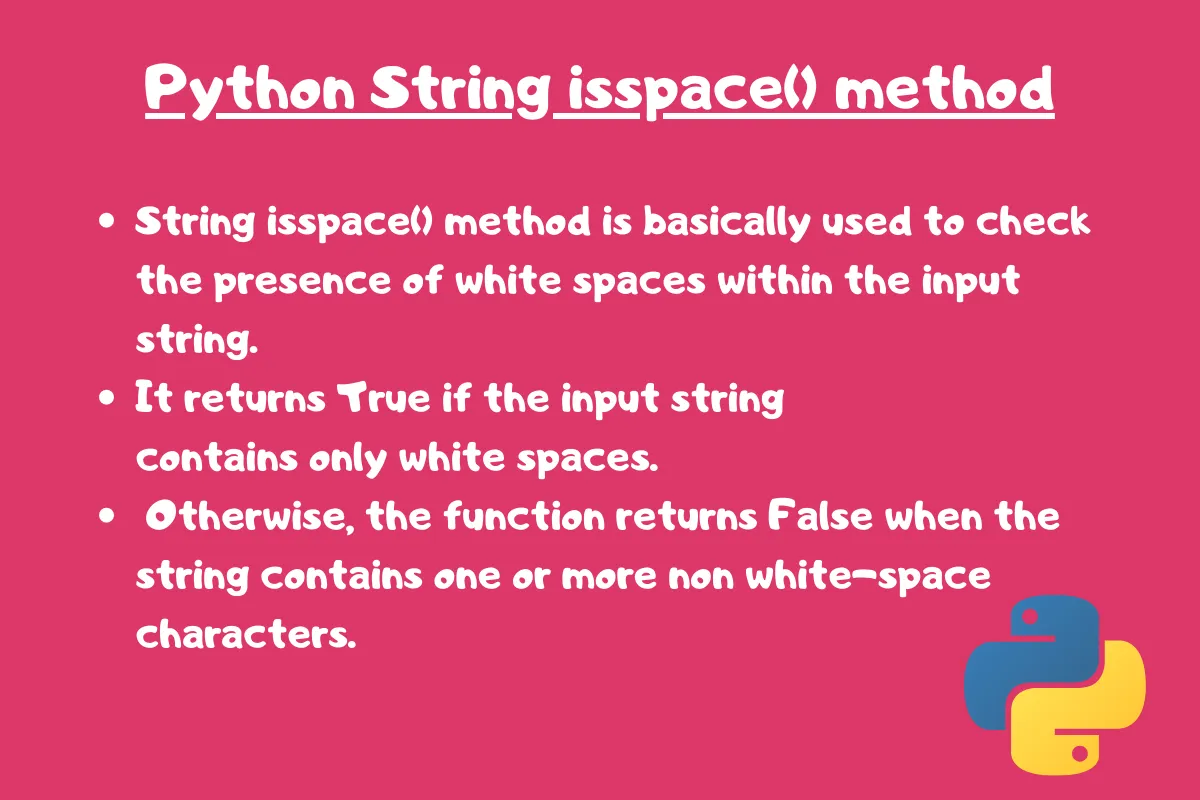 Python String isspace() Method Example