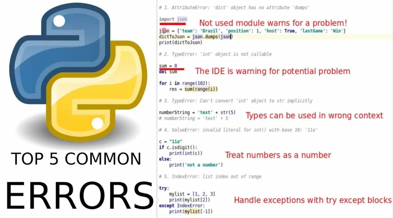 Top 5 Common Python Errors and How To Avoid Them!