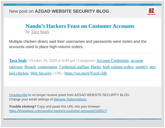 Nando’s Hackers Feast on Customer Accounts