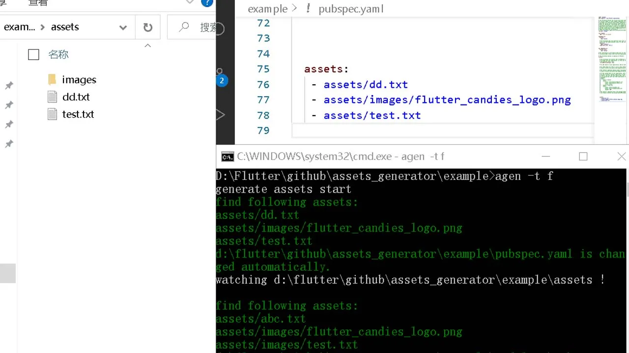 The flutter tool to generate assets‘s configs(yaml)