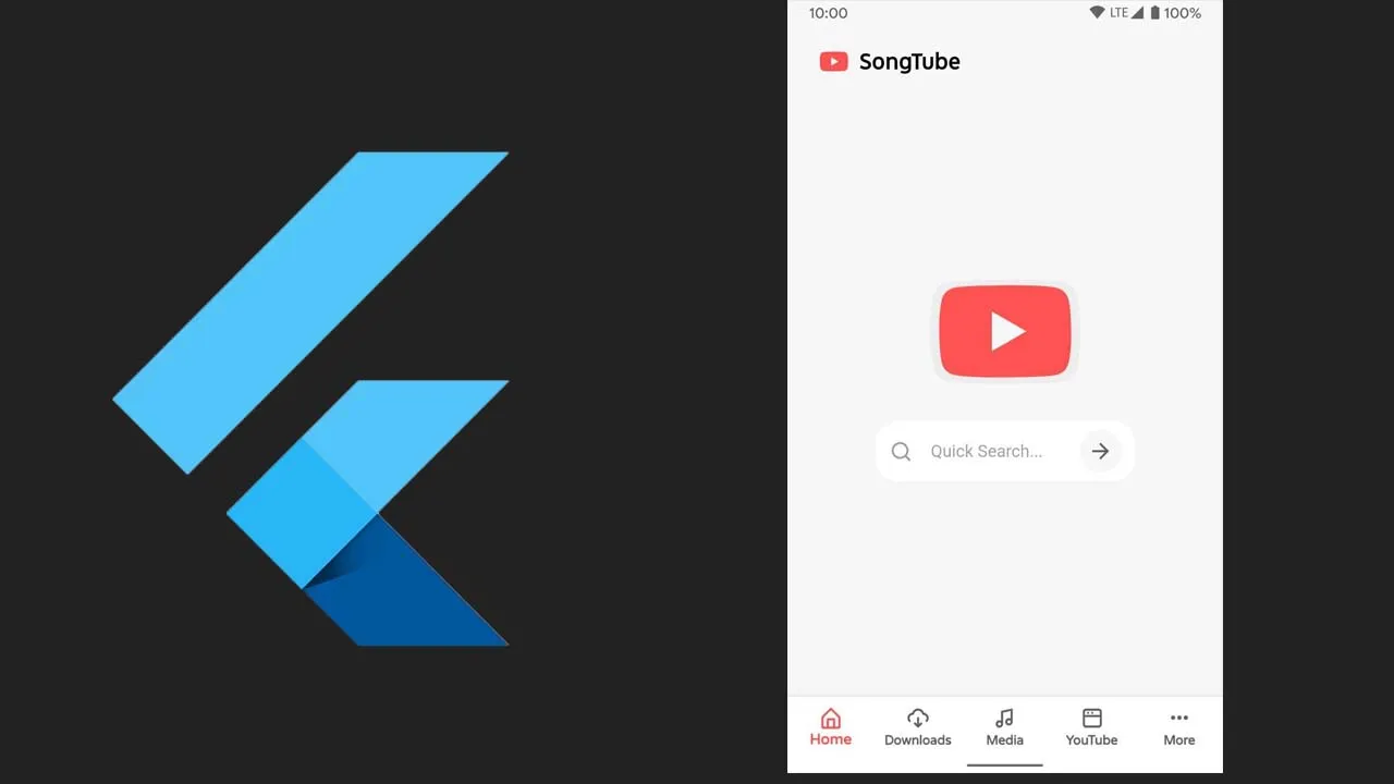 Songtube is a New Beautiful and Fast Application Made in Flutter