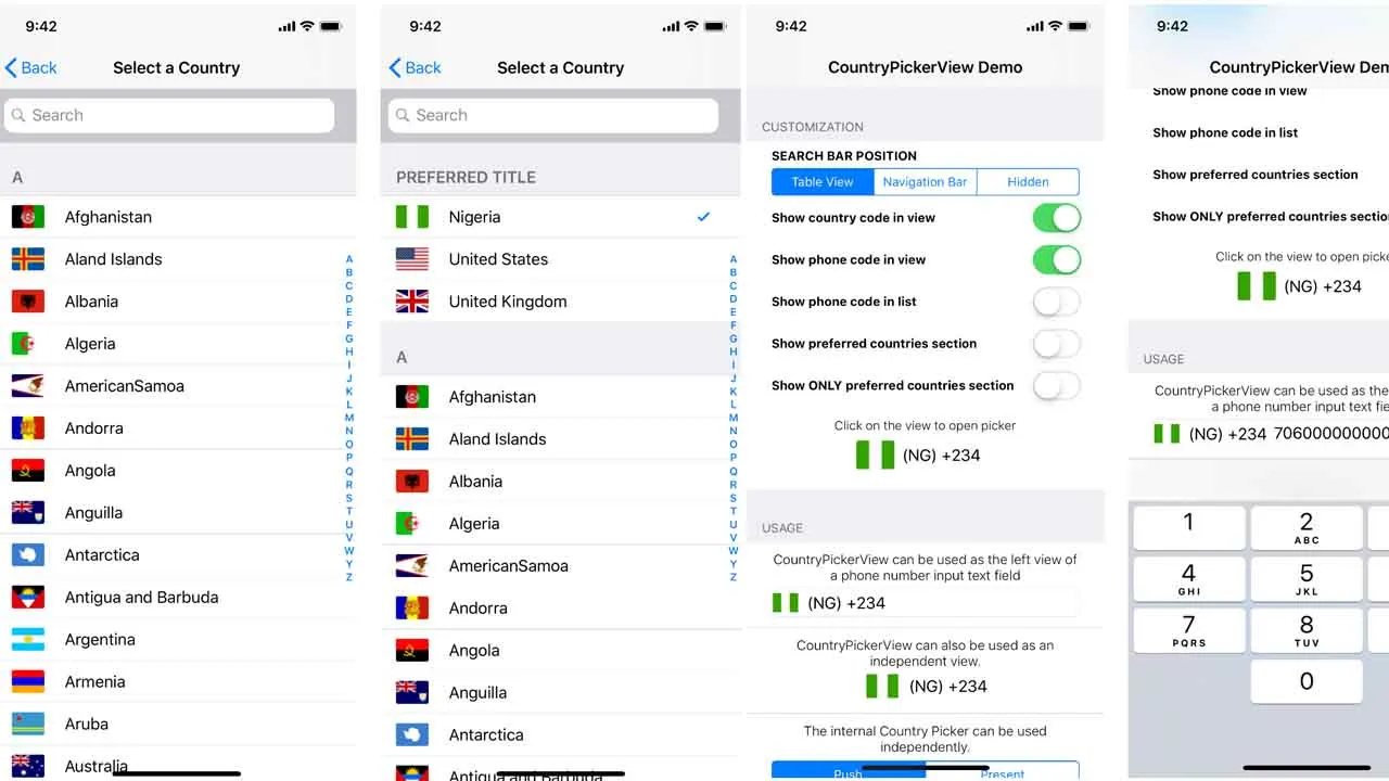 A Simple, Customizable View for Efficiently Collecting Country Information in Ios Apps