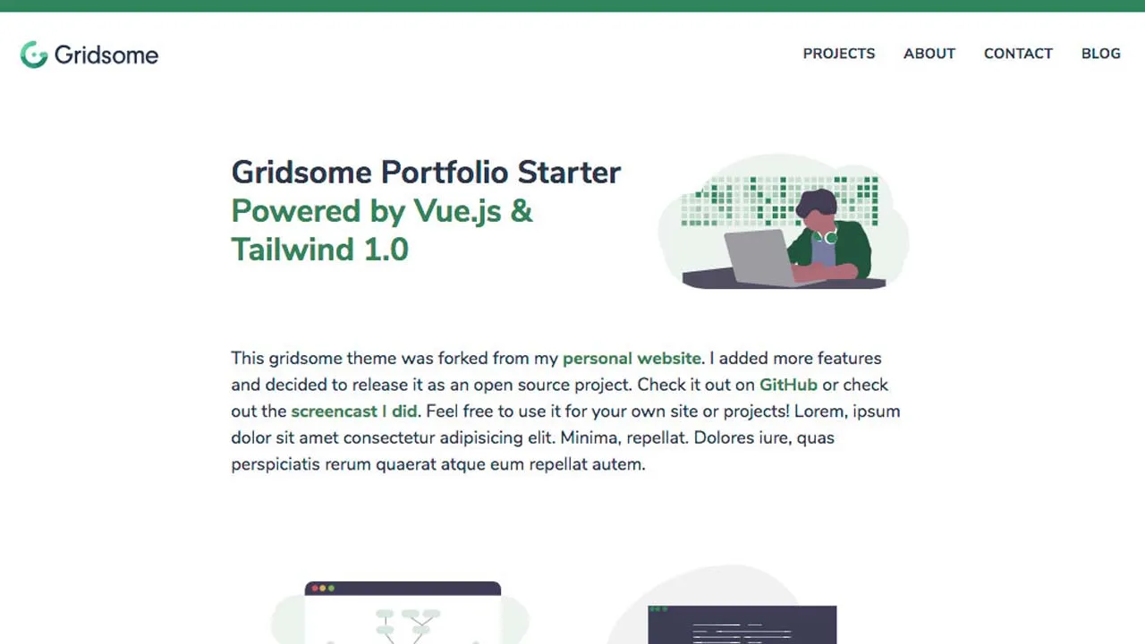 Gridsome Portfolio Starter Powered by Vue.js & Tailwind v1