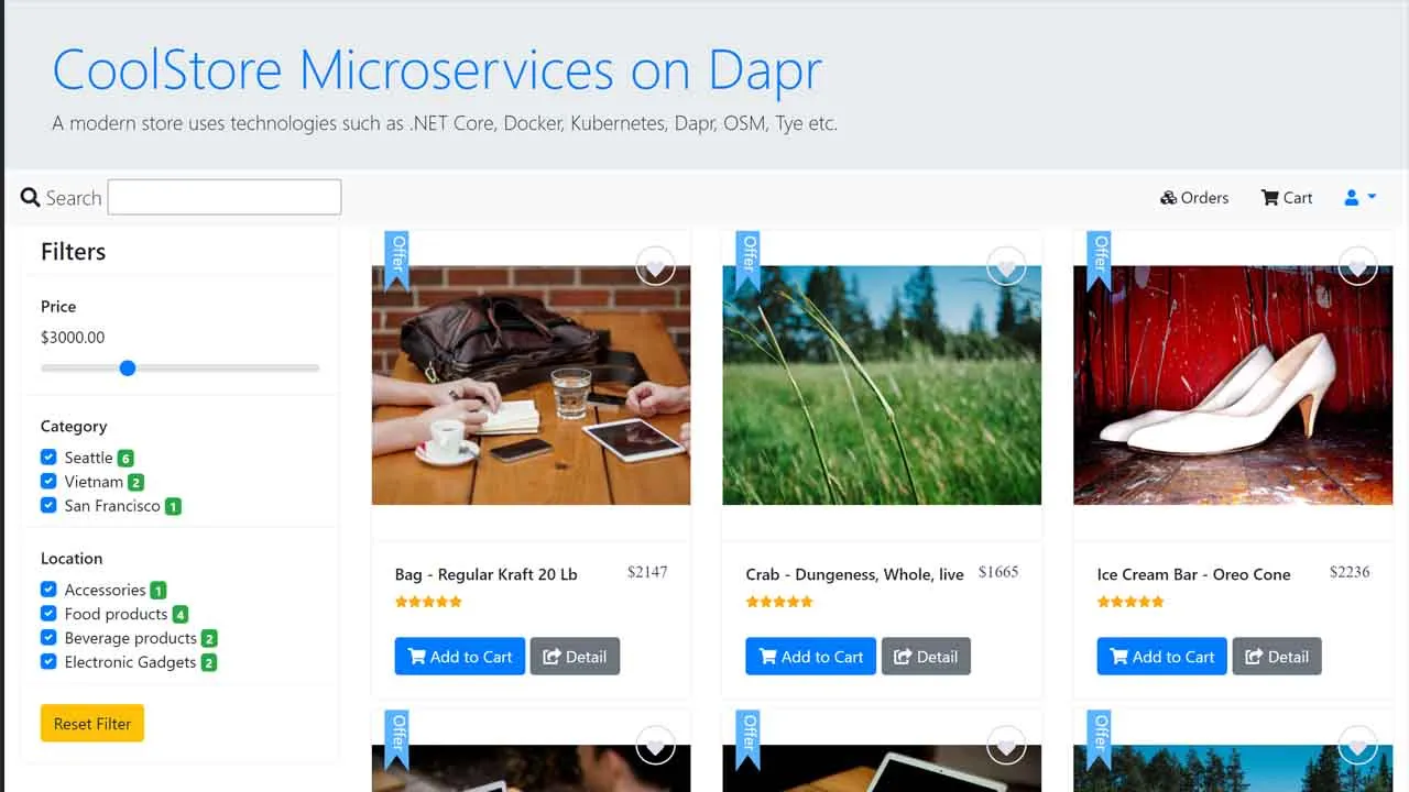 A full-stack .NET microservices build on Dapr and Tye