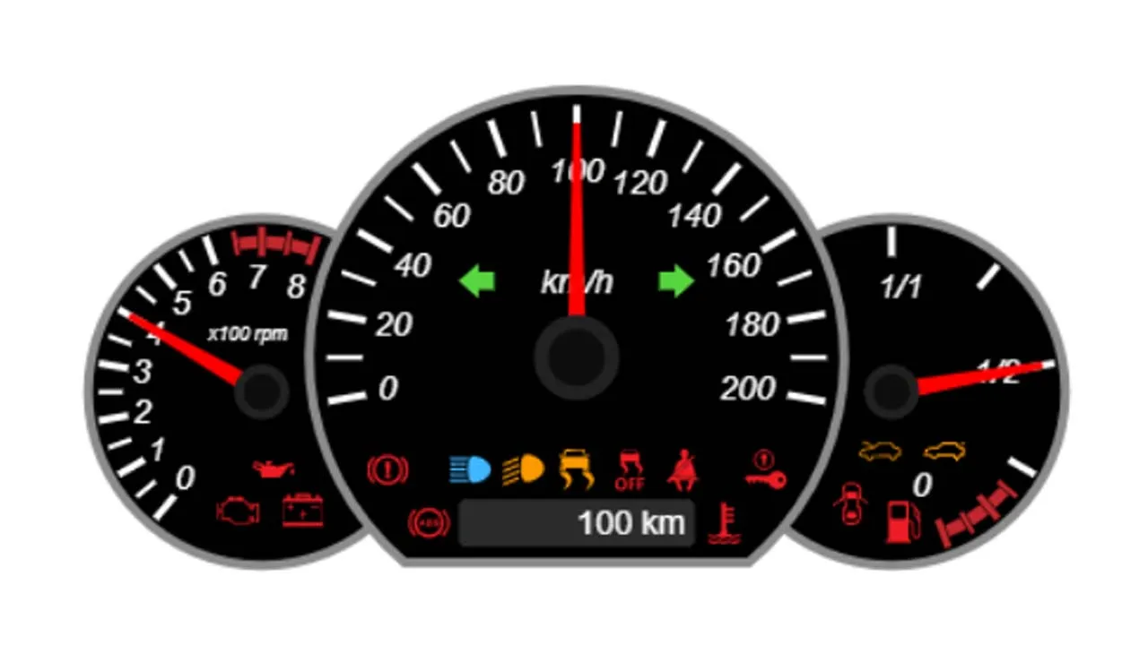 Fully Functional Car Speedometer Created with Pure Javascript and Html5 Canvas
