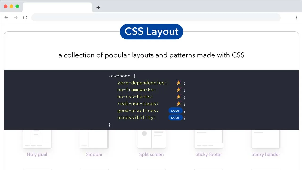 A Collection of Popular Layouts and Patterns Made with Css
