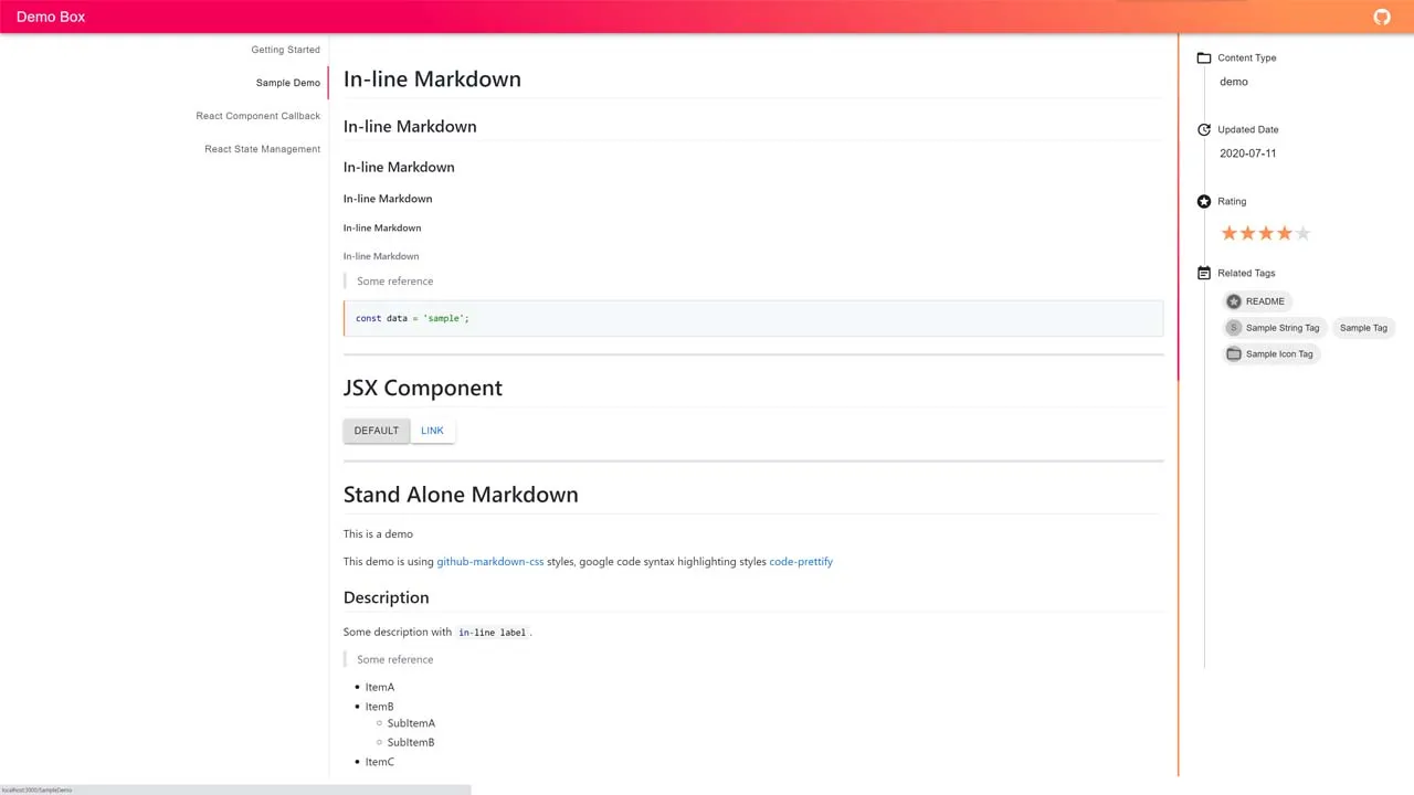 Web Application Built to Write in Markdown, JSX, and Code Sandbox, using React