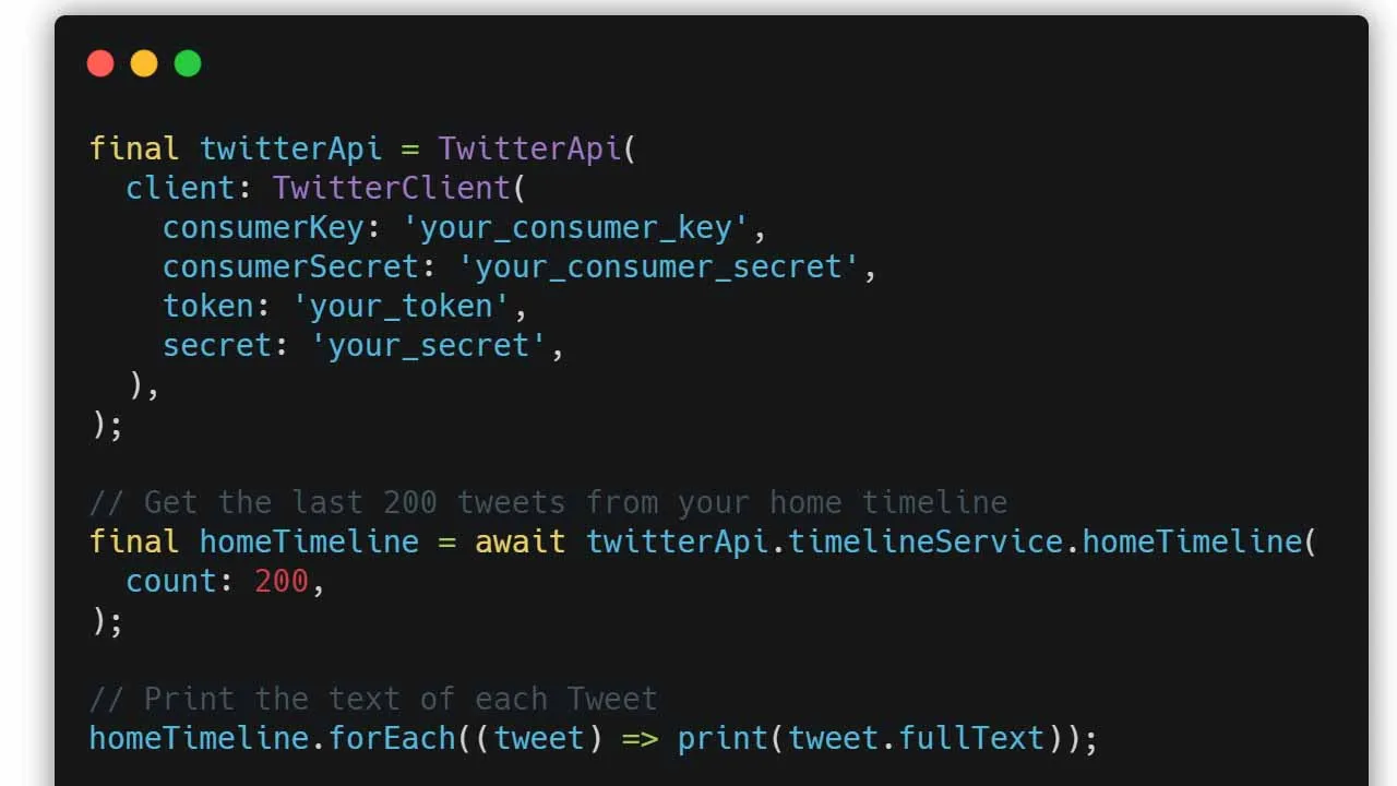 A Dart Wrapper for The Twitter API