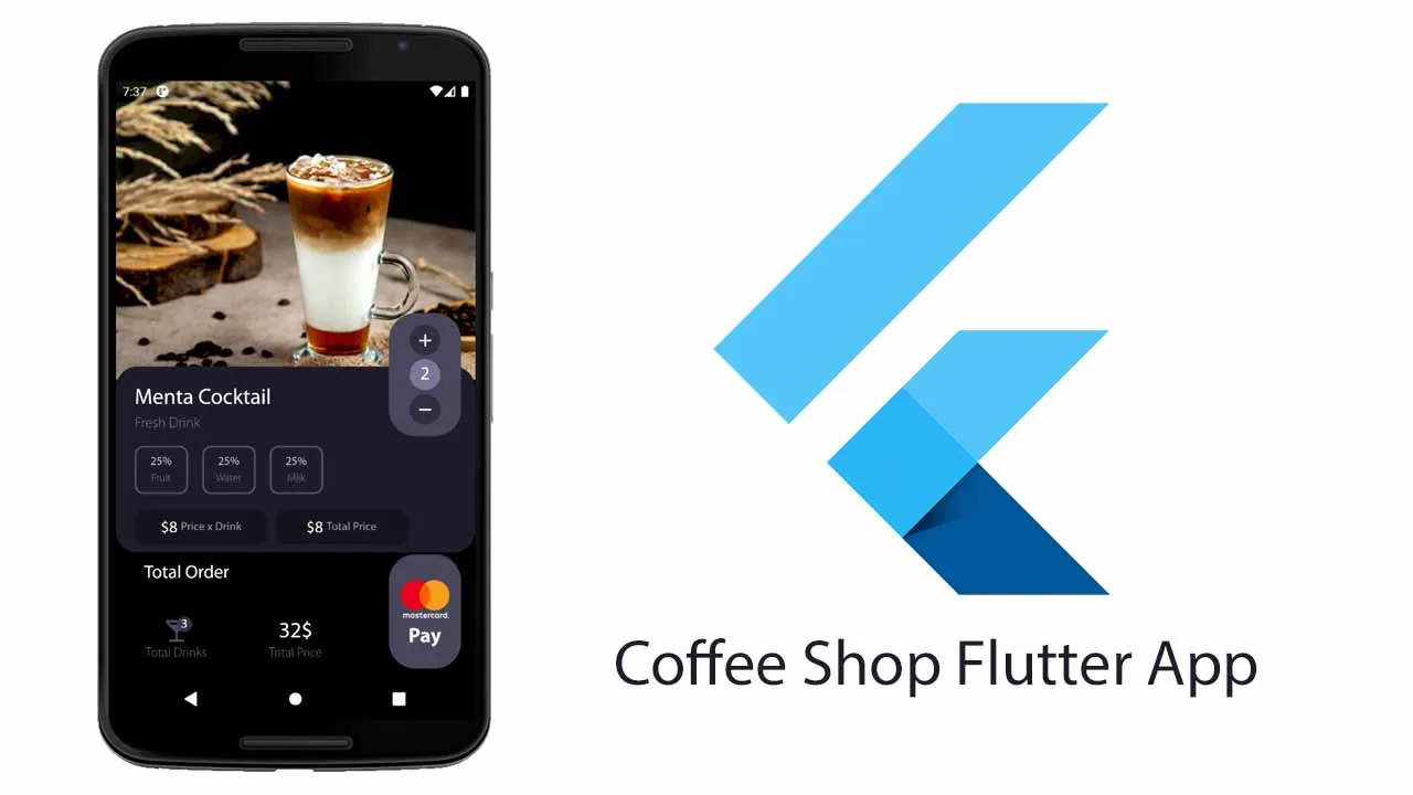 Coffee Shop Mobile Screen Made with Flutter and Dart