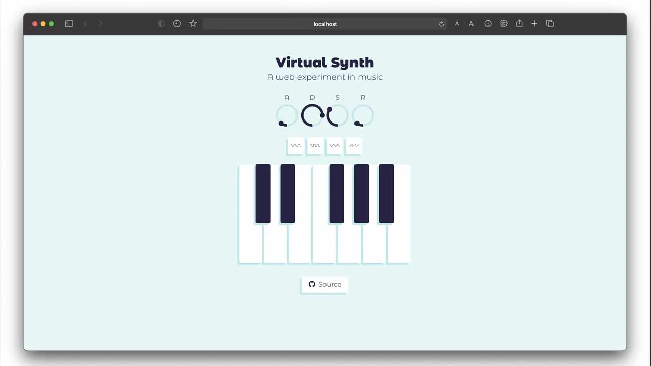 A Minimal Synth with an Oscillator and ADSR Envelope Built with Vue.js