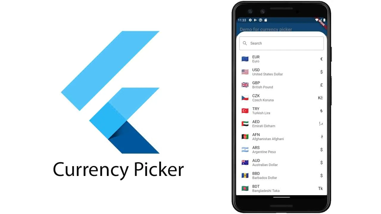 A Flutter Package to Select A Currency From a List of Currencies
