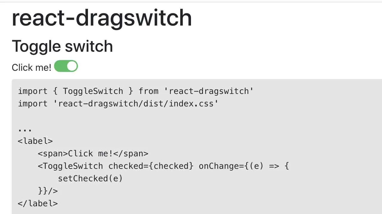 A Draggable Toggle Switch for React