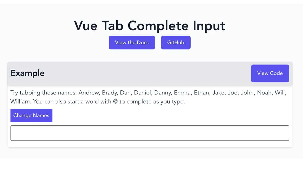 A Tab Completable input Component for Vue.js
