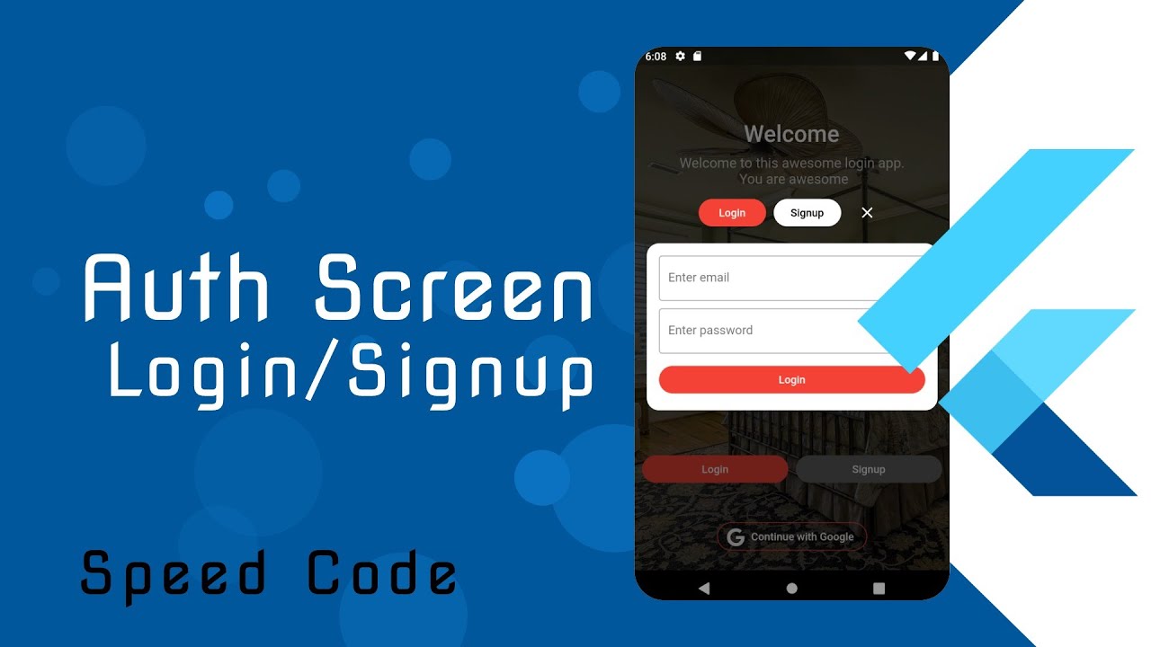 Flutter UI - Auth Screen (Login/Signup) - Speed Code