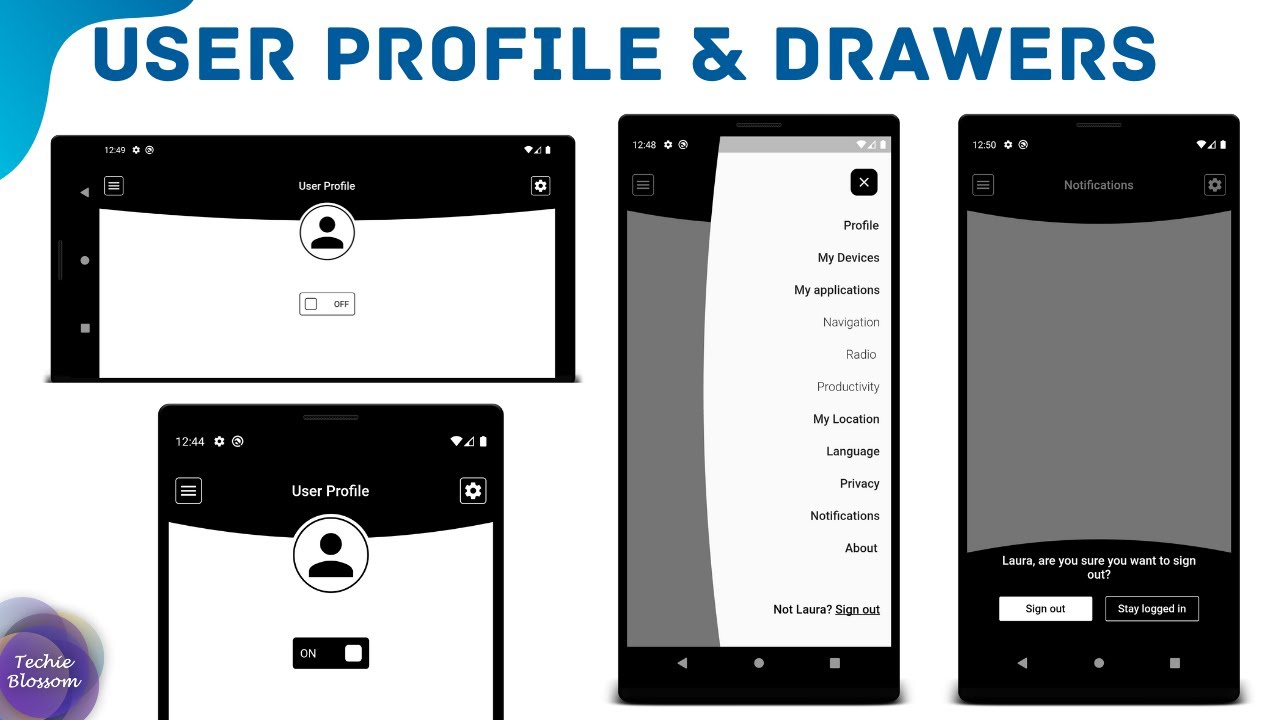 Flutter UI Tutorial - User Profile & Drawers