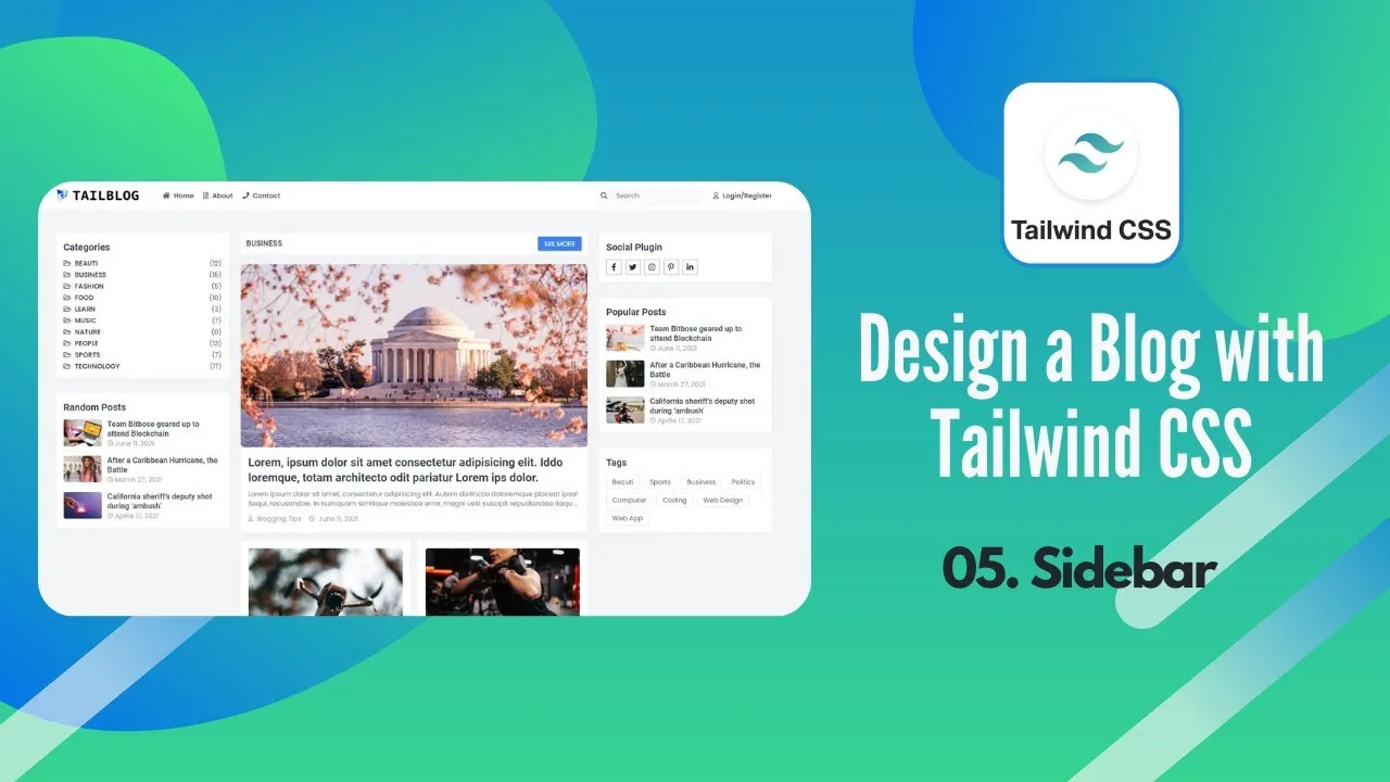 Practice Tailwind CSS in Bangla with Blog Design: Create Sidebar