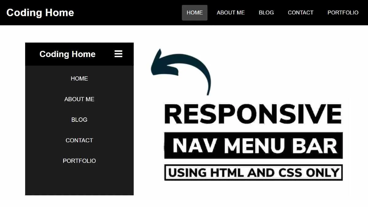 Responsive Navigation Menu Bar using only HTML & CSS