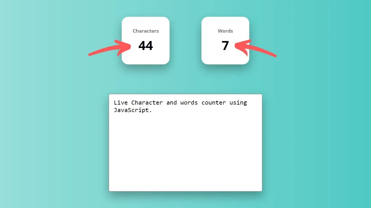 How to use Live Characters and Words Counter using JavaScript