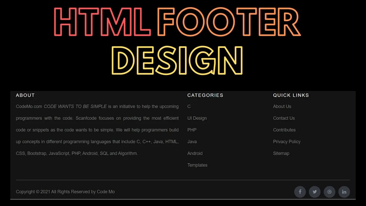 How To Make a Simple Footer Using HTML & CSS For Beginners Tutorial | Responsive Footer Design