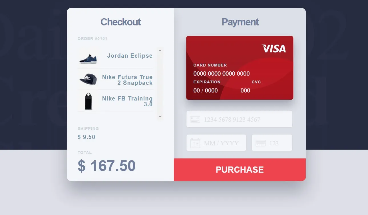 Payment Form Using Html, CSS, and JavaScript