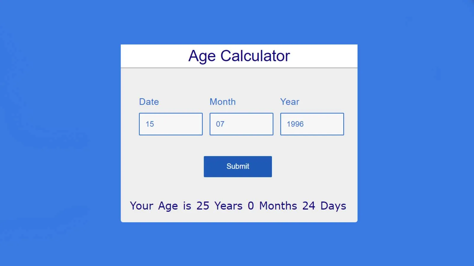 Calculate Age from Date of birth using Javscript 