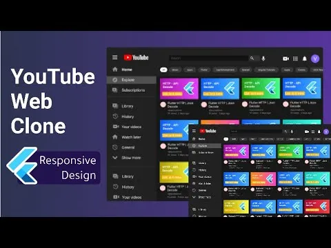 YouTube Web Clone using Flutter Web - YouTube UI Clone - App preview
