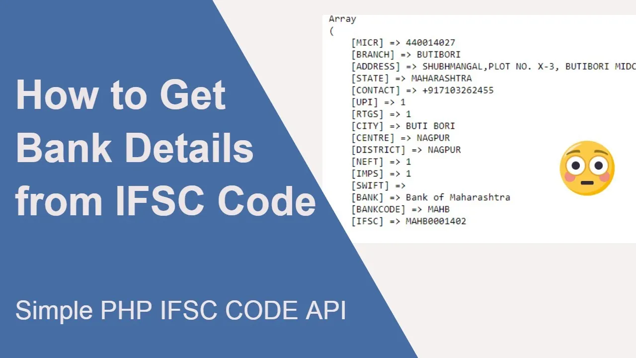 Tutorial to Get Bank Details from IFSC Code | Simple PHP IFSC Code API