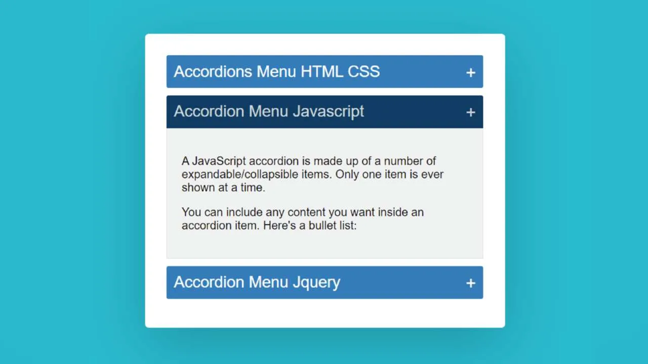 How To Create An Accordion Using CSS & Javascript