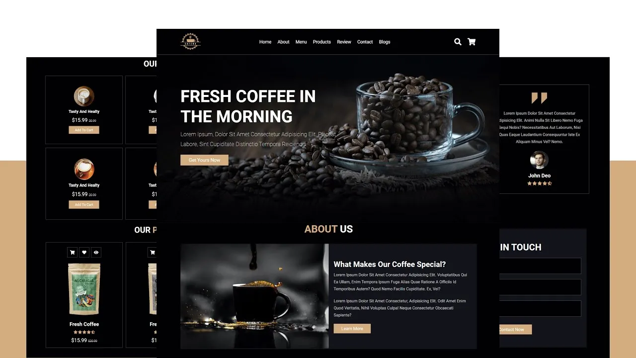 How To Make A Responsive Coffee Shop Website Design From Scratch(2021)