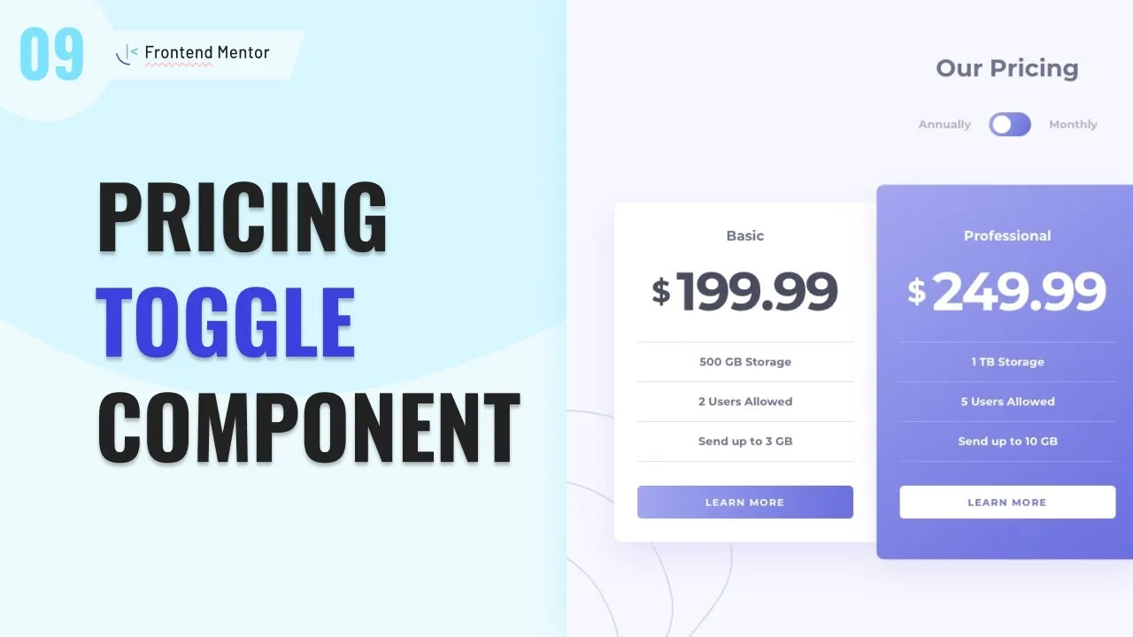 Responsive Pricing Component With Toggle | Frontend Mentor Challenge | Day 9