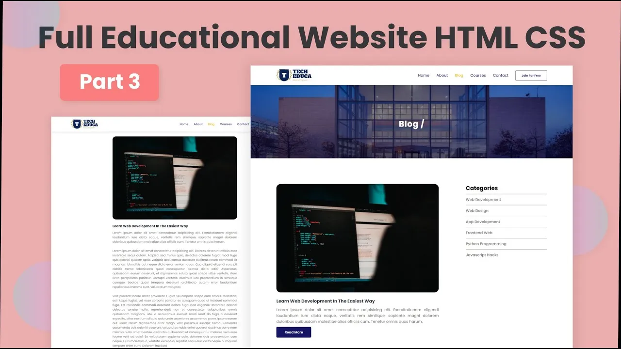 Build A Responsive Website With HTML & CSS | How To Make Responsive Website HTML CSS | Blog | Part 3