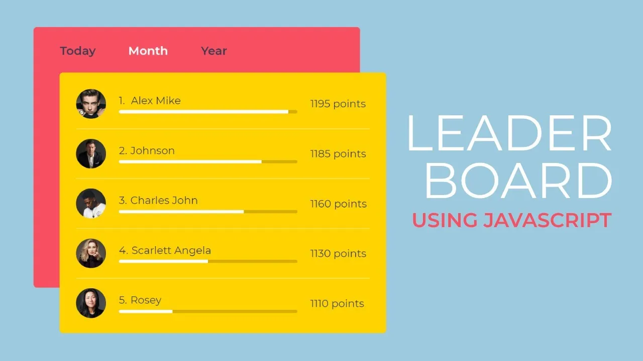How to Create A Complete Leaderboard Tab with HTML CSS and Javascript