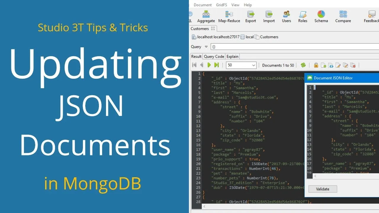 How to Validate JSON Document in JSON View In Studio 3T 