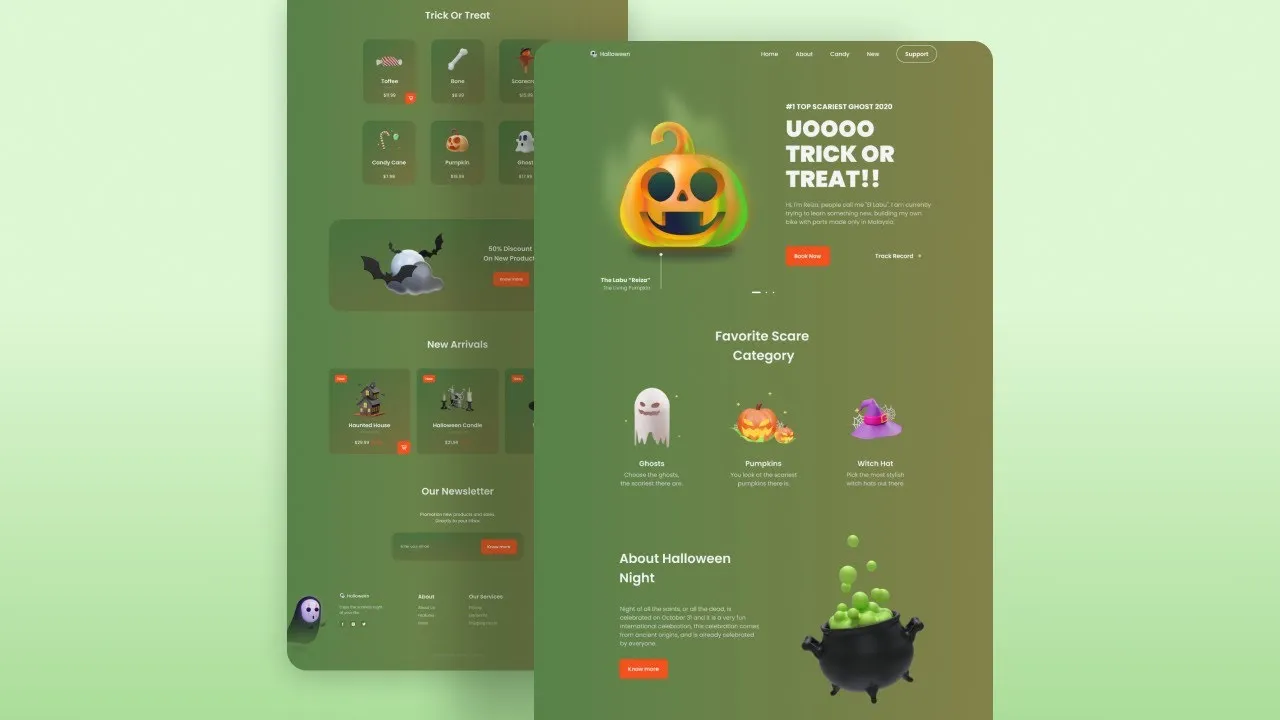 Responsive Halloween Website Design Using HTML CSS & JavaScript 