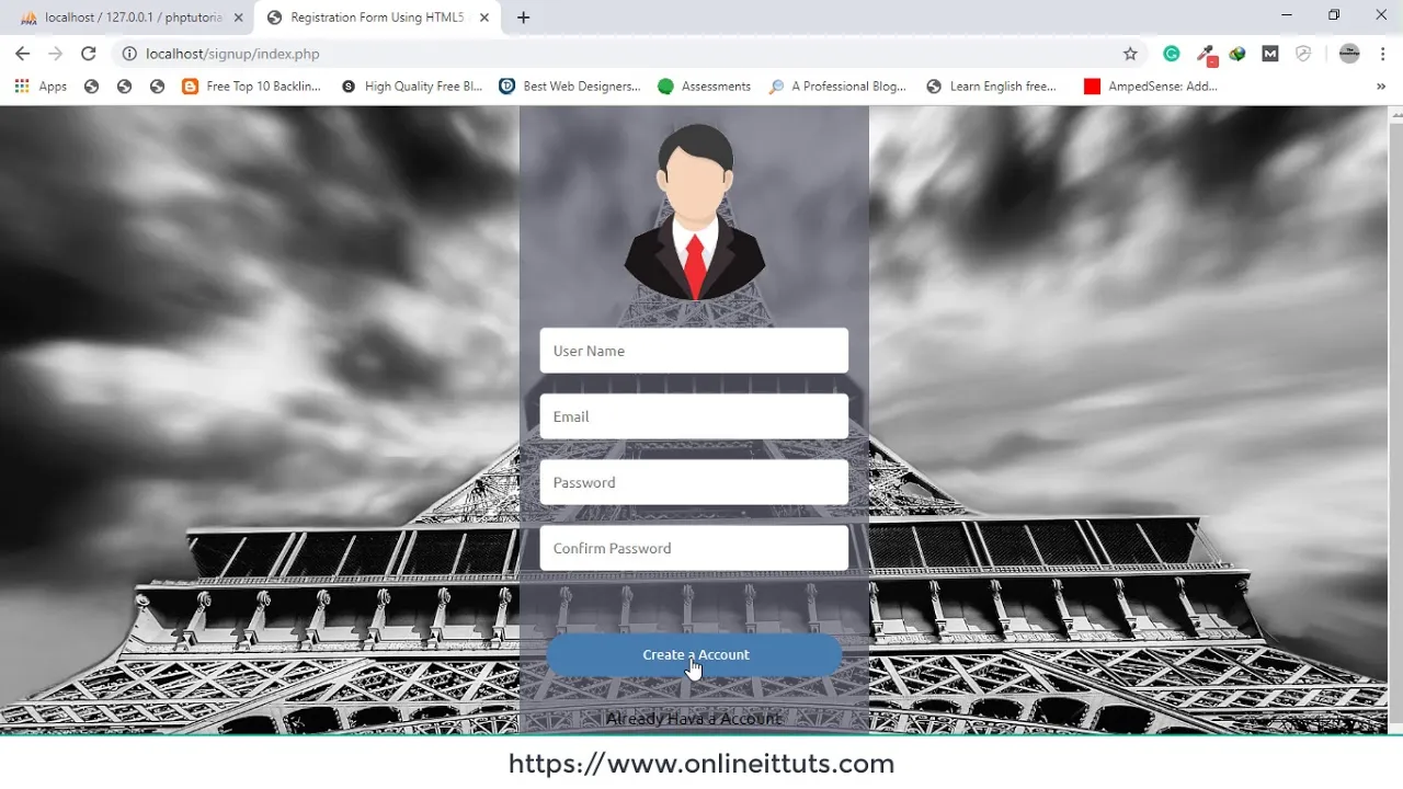 instructions for Creating Form Registration In Php and MySQL