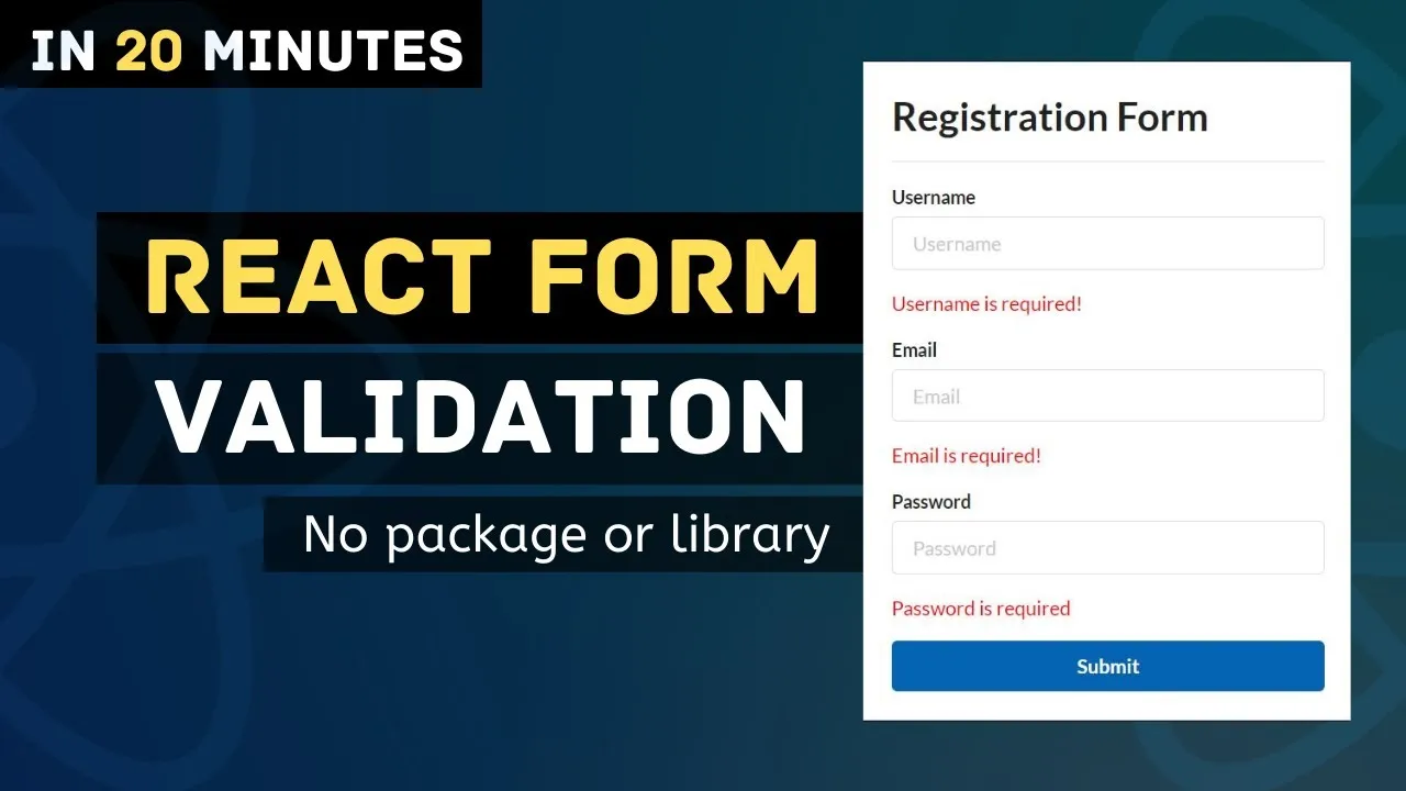 Form Validation using React | React Forms Handling & Validation Tutorial | React Sign up Form