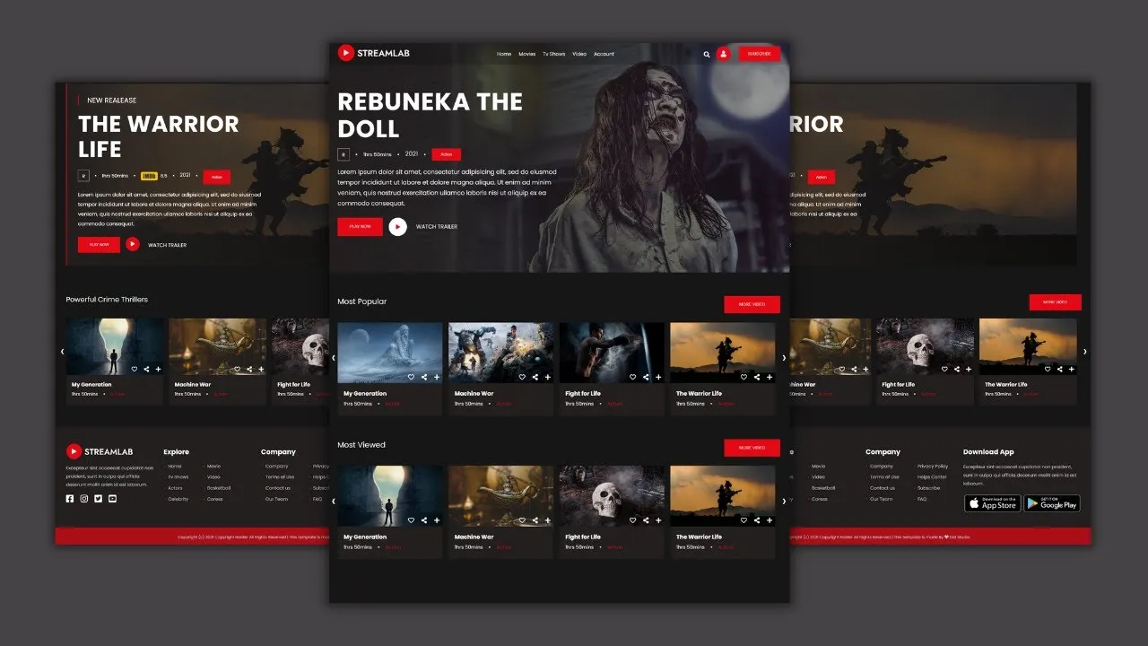Horror Movie Website with Scary Video Animation HTML, CSS and JS