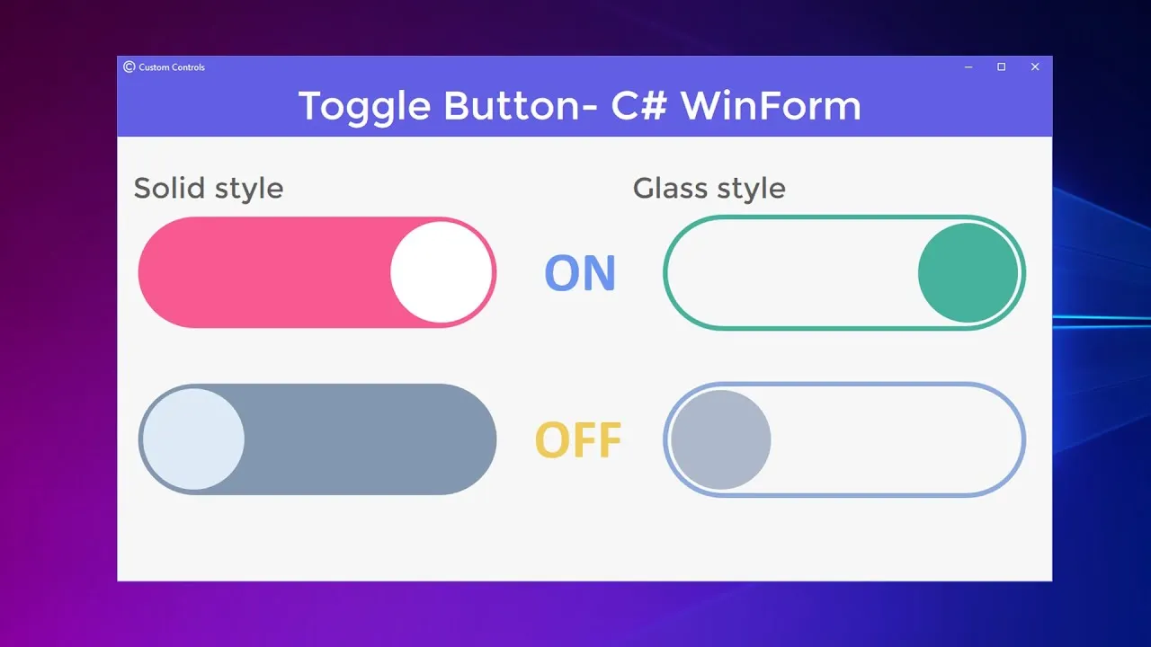 Create A toggle Button Or Switch Button with Customizable - Winform C#