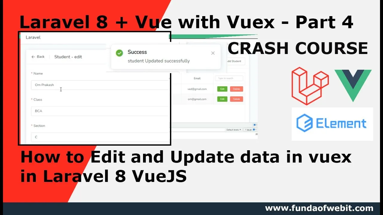 Tutorial to Edit and Update Data using Vuex in Laravel 8 Vue JS