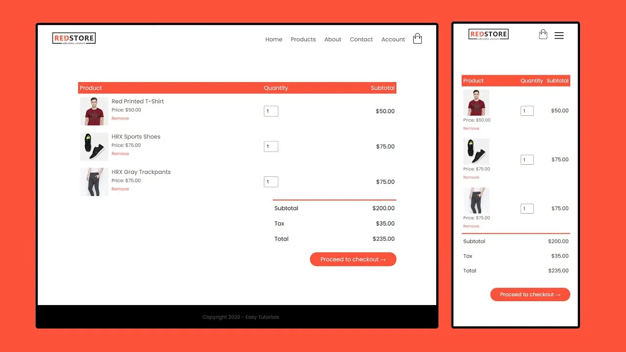 Create Shopping Cart Page On eCommerce Website using HTML & CSS