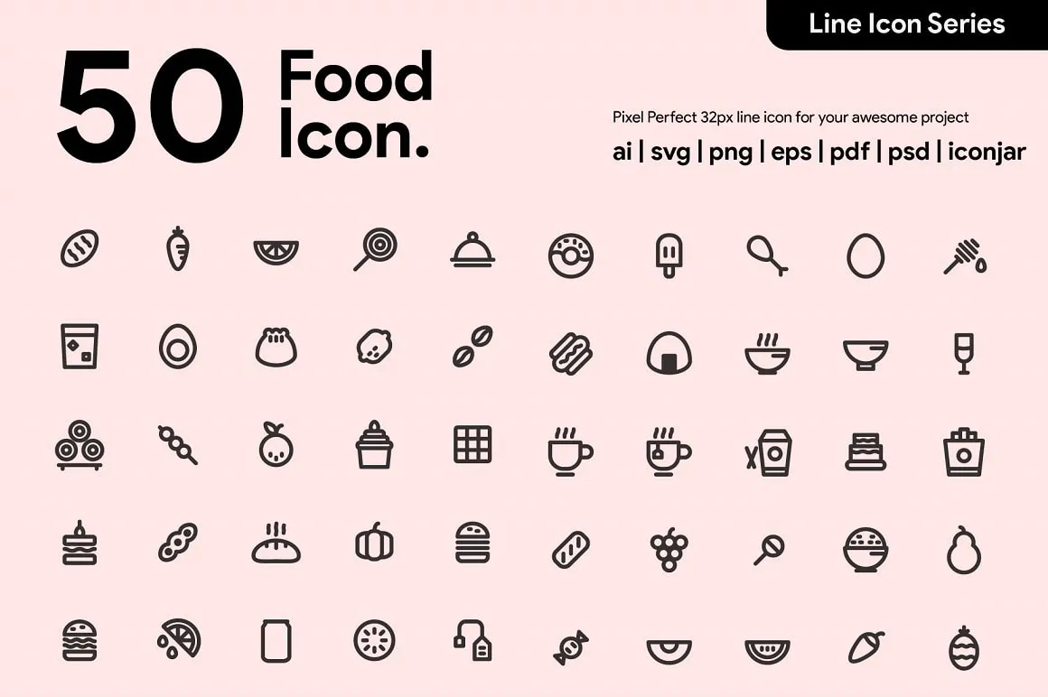 50 Awesome Food Icons | Draftik