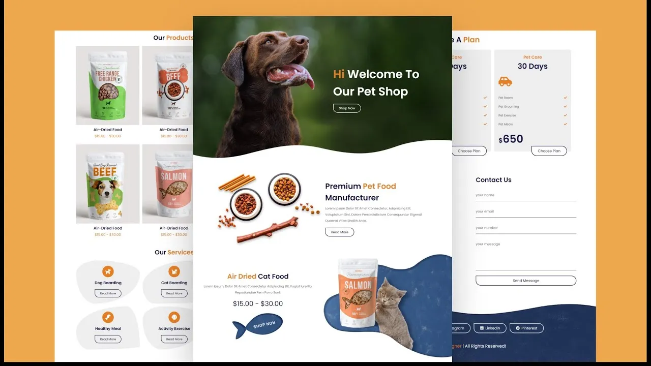 How to Create A Responsive Pet Service Shop Website Using HTML CSS JS