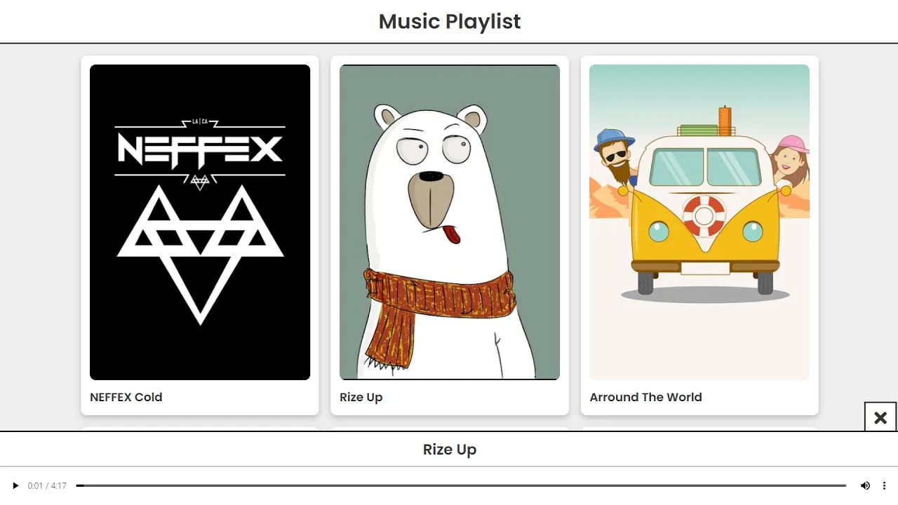 Create A Responsive Music Gallery / Music Playlist Using HTML CSS & JS